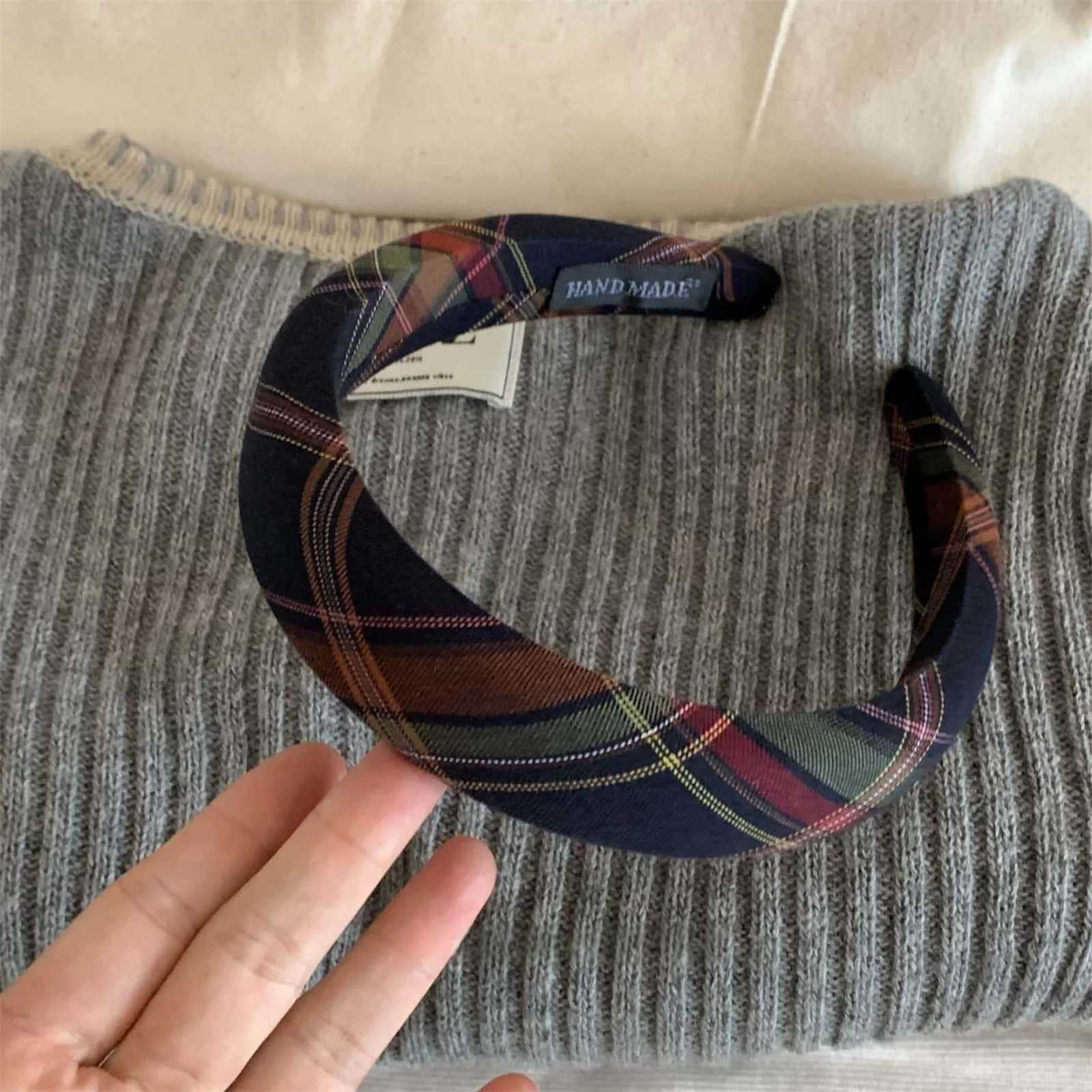 1PCS Classic Khaki Checkered Headband Retro British-Style Hair Hoop High-End Hair Clip for Hair Styling Sponge Hair Accessory H260319