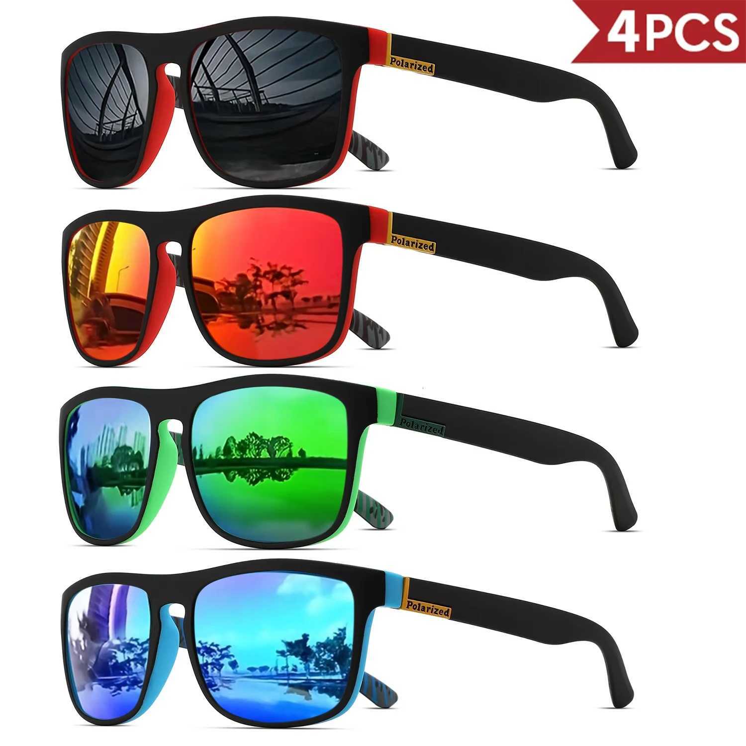 1-4PCS Men Classical Square Polarized Sports Sunglasses Lightweight PC Frame UV400 for Driving Fishing Cycling Unisex Durability H260319 - view 4