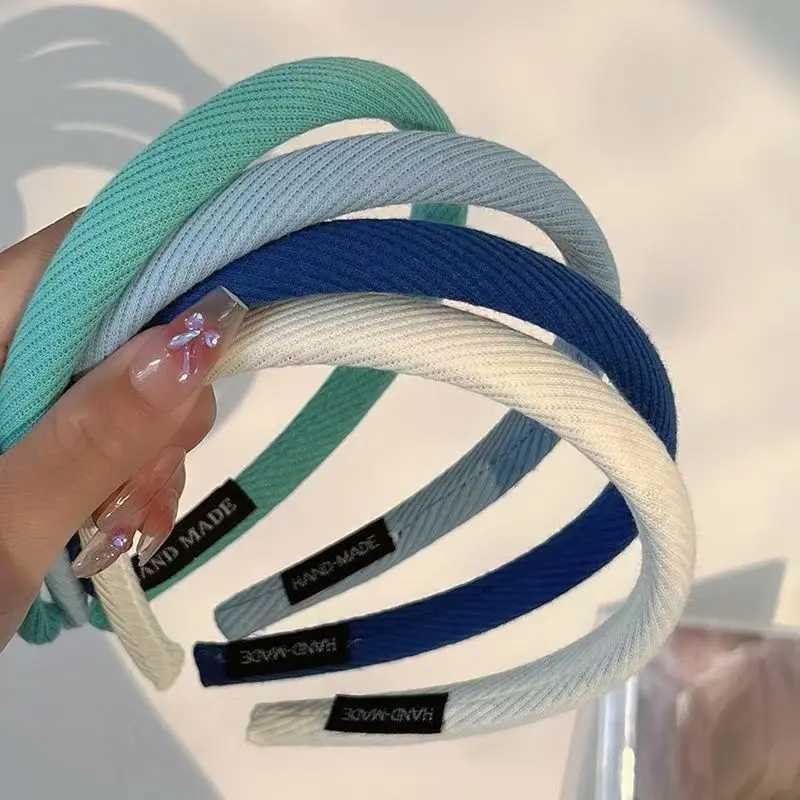 Mint Blue Knitted Cotton Headbands Thin Hairbands For Women Girls Chic Hair Holder Solid Plain Bezel Simple Hair Accessories H260319