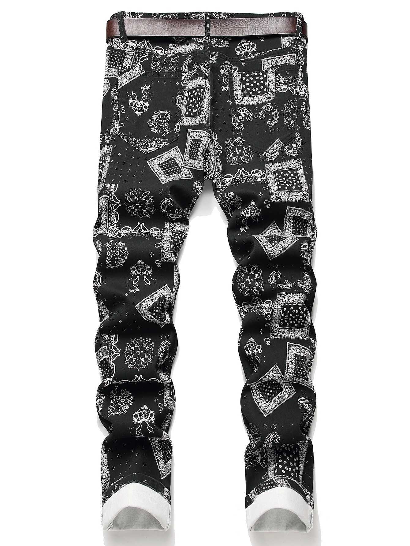 Stylish Mid Stretch Slim Fit Jeans - Mens Mid Waist Distressed And Ripped Denim Jeans With Tassels For All Seasons Street Wear M260319