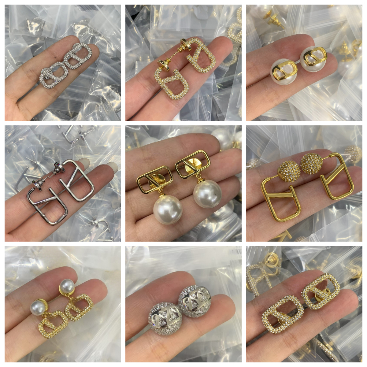 Luxury Diamond Earrings For Women Designer Stud Luxury Pearl Crystal Studs Womens Gold Jewelry Earring Wedding Gift