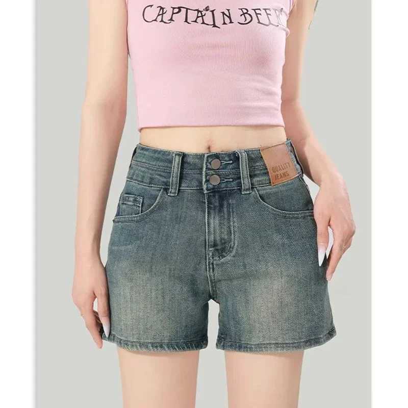 Summer Lady Double Buckle High Waisted Jeans Girls Basic Casual Daily Short Pants Female Korean Denim Mini Pants M260319