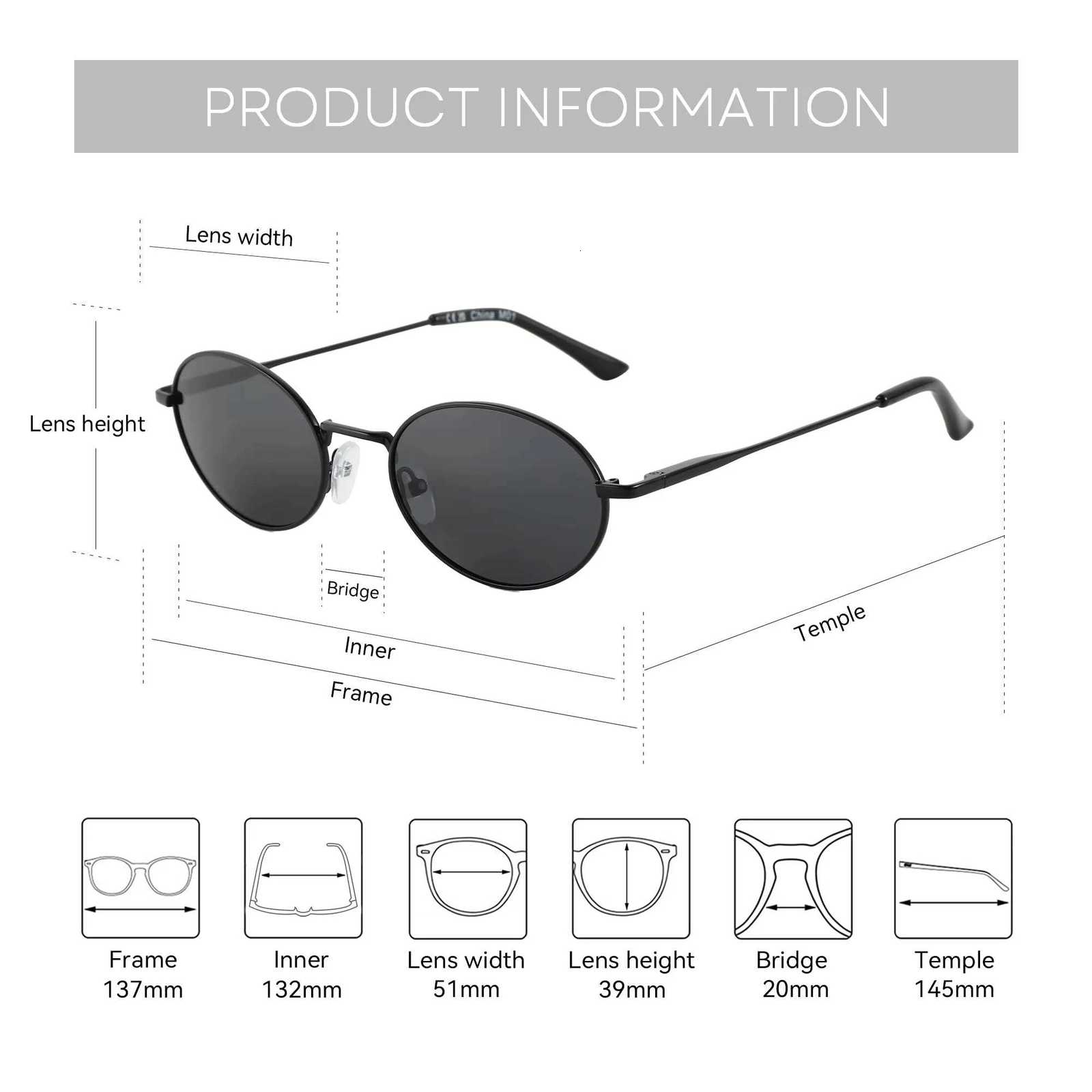 BLUEMOKY New Popular Polarized Prescription Sunglasses For Unisex UV400 Protection Metal Oval Progressive Optical Sun Glasses H260319 - view 4