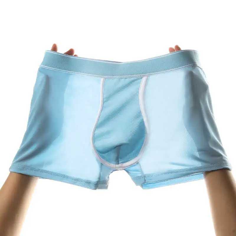 Mens Ice Silk Antibacterial Underwear Ultra-Thin Sexy Transparent Boys Sports Boxer Briefs Mens Breathable Boxer Shorts D260319