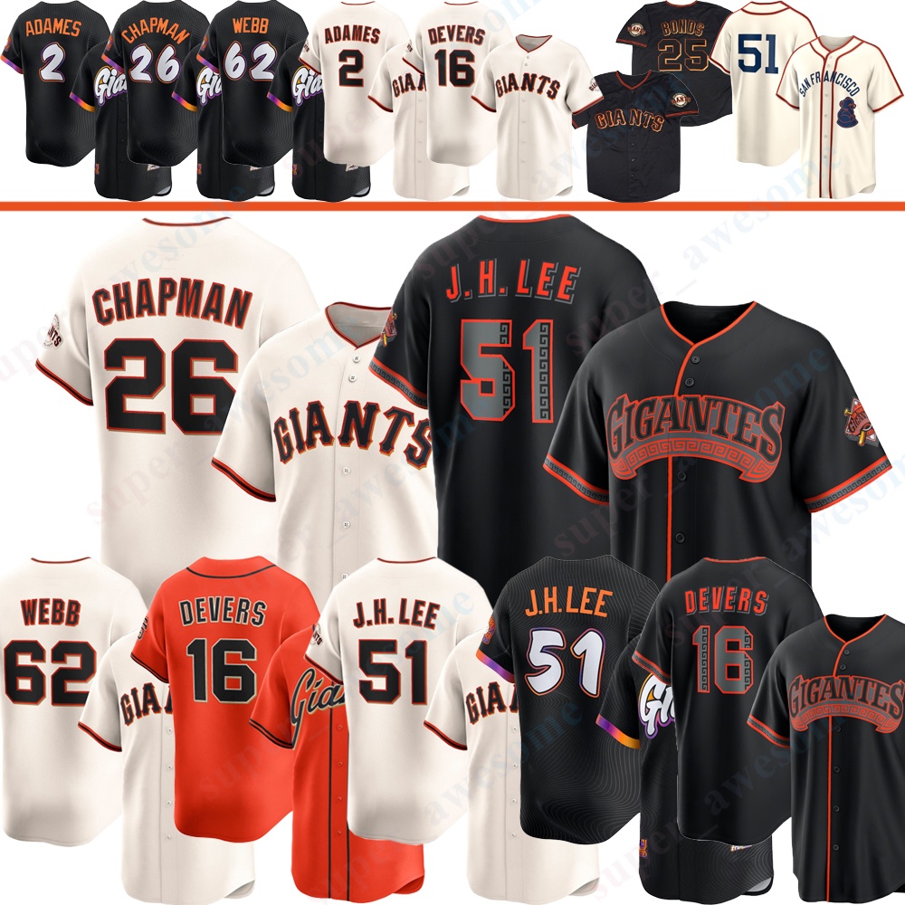SF GiantsS Baseball Jersey Jung Hoo Lee Matt Chapman Rafael Devers Willy Adames Logan Webb Harrison Bader Patrick Bailey Ramos Barry Bonds Buster Posey LINCECUM Mays