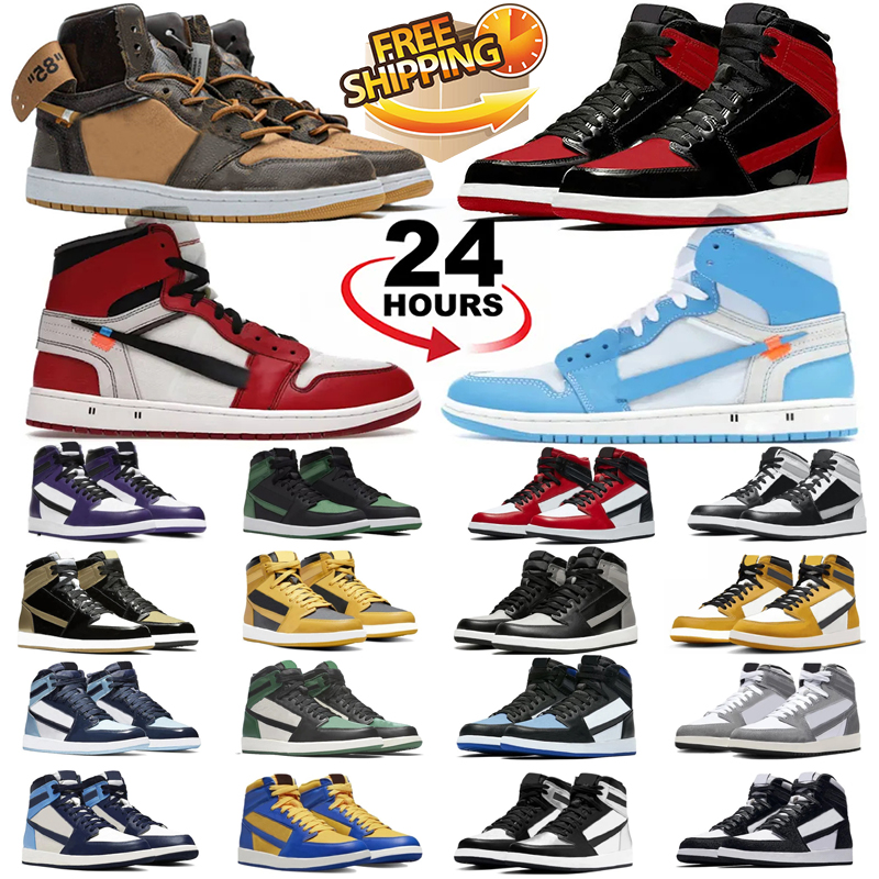 Designer Mens Women Bred yellow Toe 1 Basketball Shoes Patent Bred University Blue Rebellionaire Homage Denim Light Smoke Grey off Unc Stealth Dark trainers