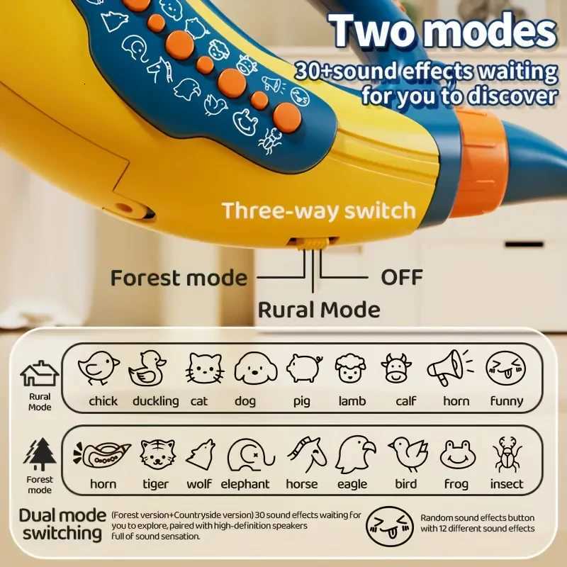 Kids Horn Musical Instrument ToyLung Capacity Sound Exerciser for Children Christmas Party Birthday Gift for Boys Girls Y260319