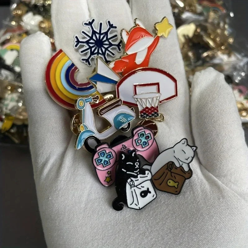 30pcs Cartoon Brooches Enamel Pins Retro Punk Dark Color Collar Corsage Shirt Hat Jacket Pin Badge Cartoon Bag Metal Pins Sets 260317