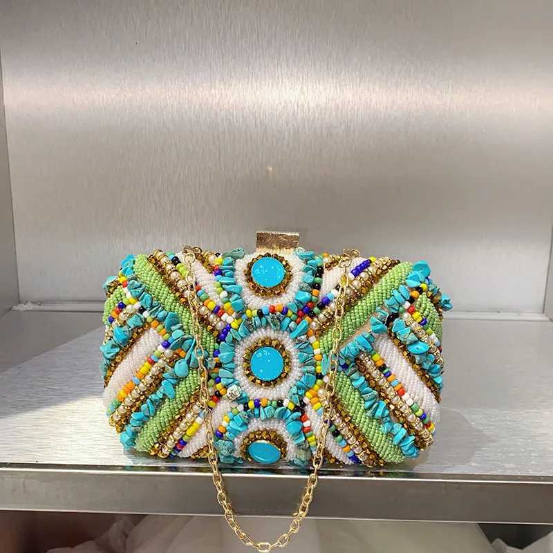 Womens Luxury Evening Bag One-shoulder Fashion Dress Bag Irregular Rhinestone Beaded Colorful Bead for Wedding Party Gift Bag W260319 - view 4