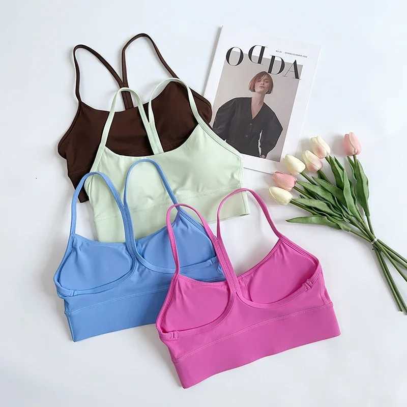 Solid Color Women Cross Back Bra Fitness Underwear Soft Fitness Sport Bra Top Breathable Running Cycling Workout Yoga Vest Z20260319