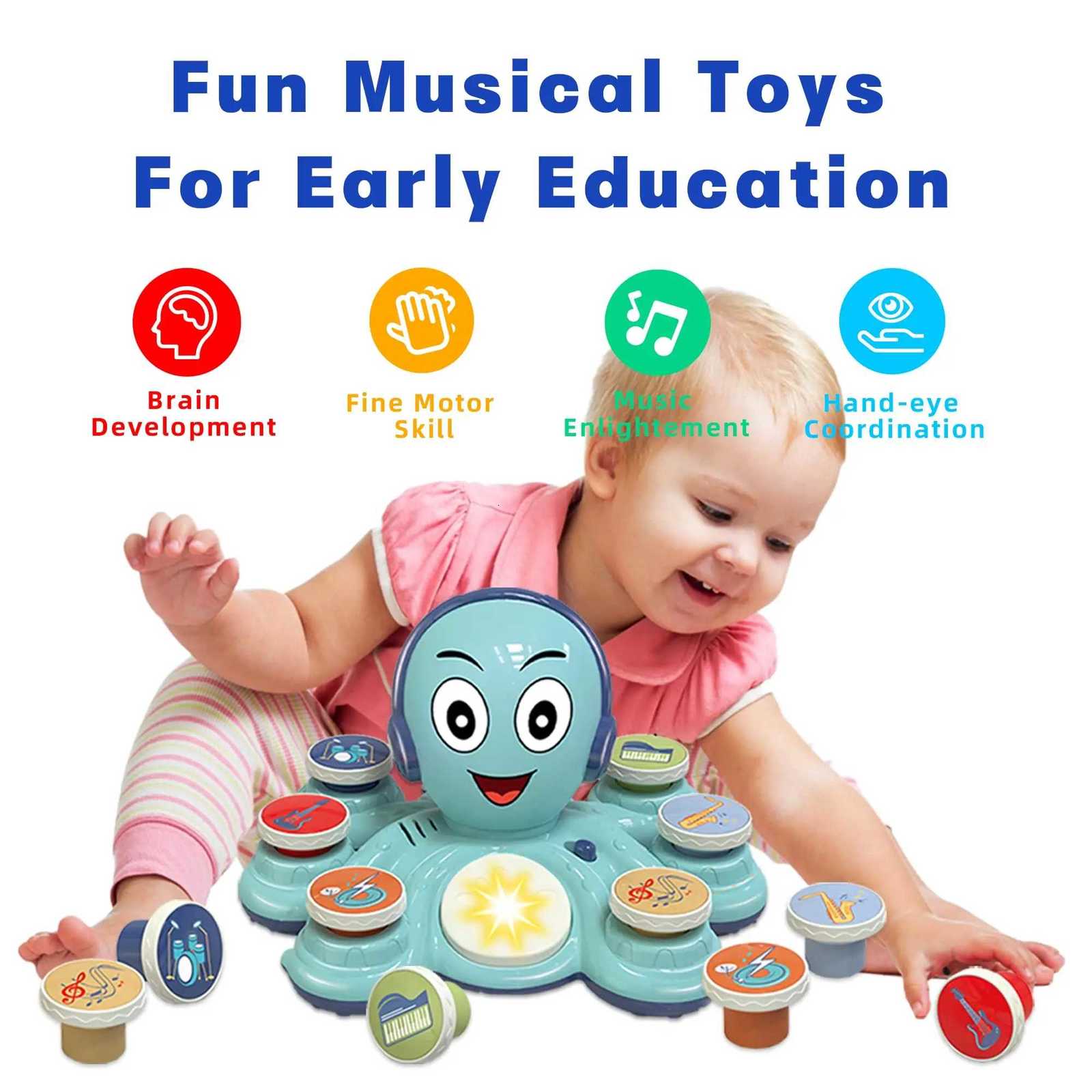 Baby Musical Octopus Toy for Toddlers Preschoolers Interactive Educational Music Learning Toy with Fun Lights Sounds Gift Y260319