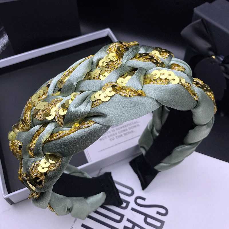 Light luxury fashion sequin hair clip headband for women with high skull top high-end feeling wide edge compression headband H260319