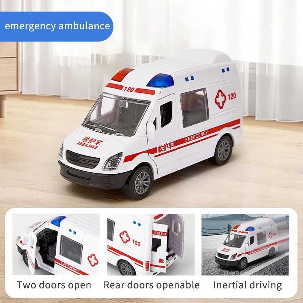 Childrens Inertia Pull Back Car Toy Simulation Ambulance Model Car Toys Collection Gifts Toys for Boys Birthdays Gifts Y260319