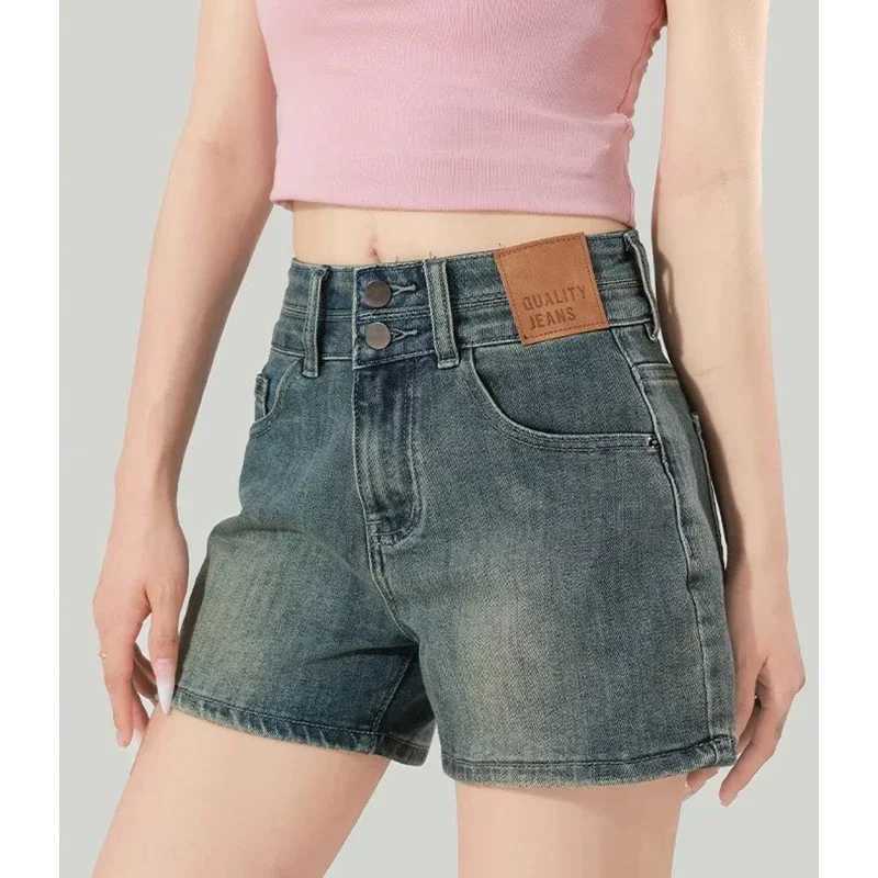 Summer Lady Double Buckle High Waisted Jeans Girls Basic Casual Daily Short Pants Female Korean Denim Mini Pants M260319