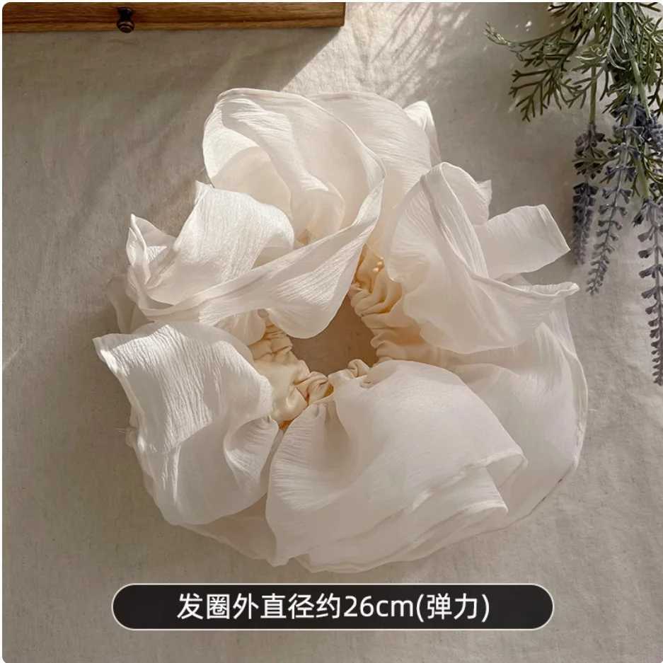 French style oversized flower double layered headbands large intestine hair loop feeling tied ponytail white headband for women H260319