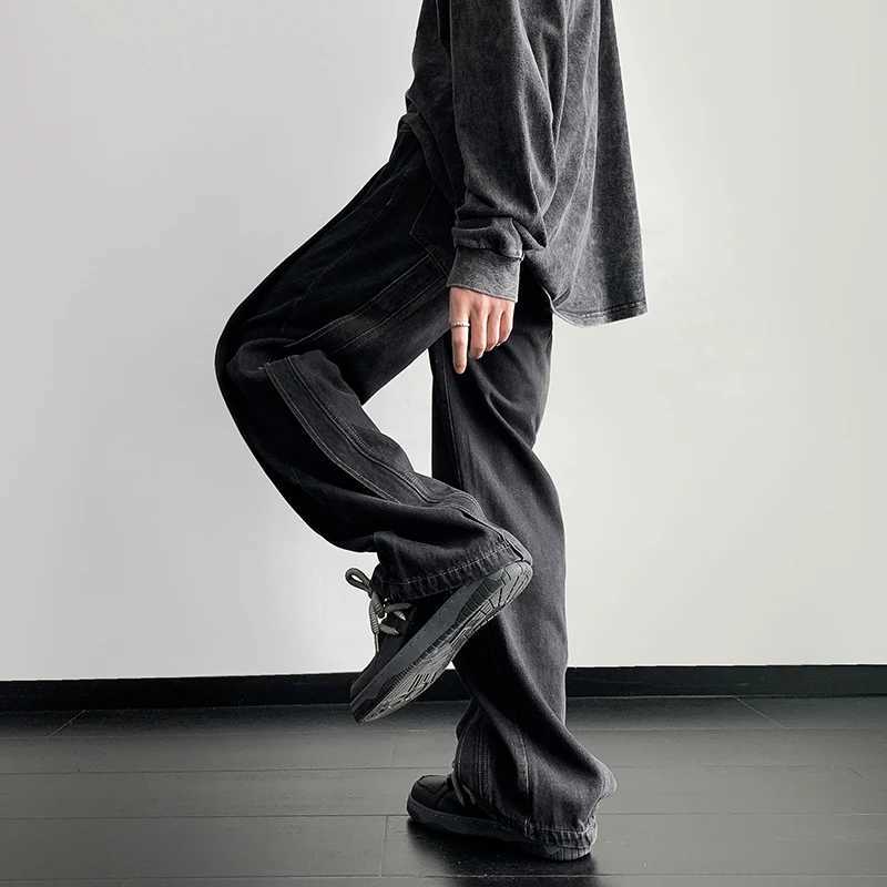2025Autumn jeans Men Korean Washed Vintage Fashion Jeans Streetwear Hip Hop Baggy Denim Trousers Straight Wide Leg Mopping Pants M260319