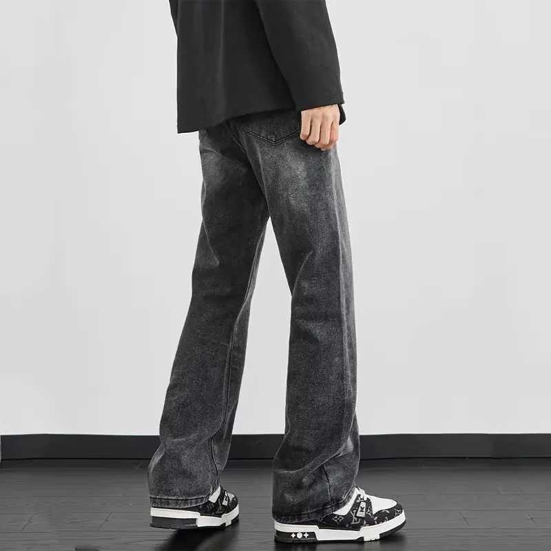 BlaCK micro flared jeans mens style 2025 spring new flared pants American high street curved casual pants M260319