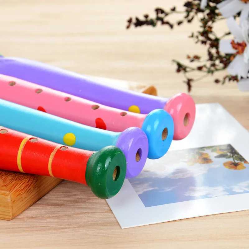 1 Pc Small Wooden Colorful Piccolo Flute for Kids Learning Rhythm Musical Instrument Early Education Music Sound Toys for Kids Y260319