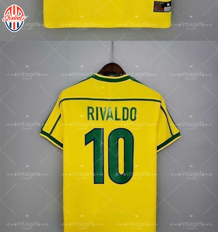 Vintage Brazil National Team Soccer Jersey - Ronaldo #9 & Ronaldinho #11 from World Cup 2002