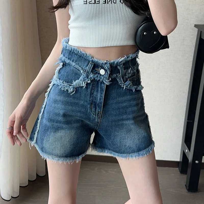 2025 Popular Women Casual Jeans Shorts Female New Cuffs Cutehigh Waisted Jeans Girls A-line Design Sense Baggy Hot Pants M260319