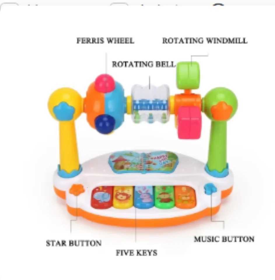 Baby Piano Toys Kids Rotating Music Piano Keyboard With Light Sound Musical Toys For Toddlers Early Educational Music Toy Gifts Y260319
