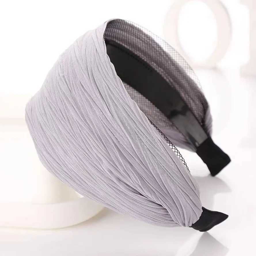 Wide Chiffon Fabric Hairband for Women Solid Color Soft Mesh Girls Sweet Hair Ornament Headband Hair Hoop Fashion Hair Accessory H260319