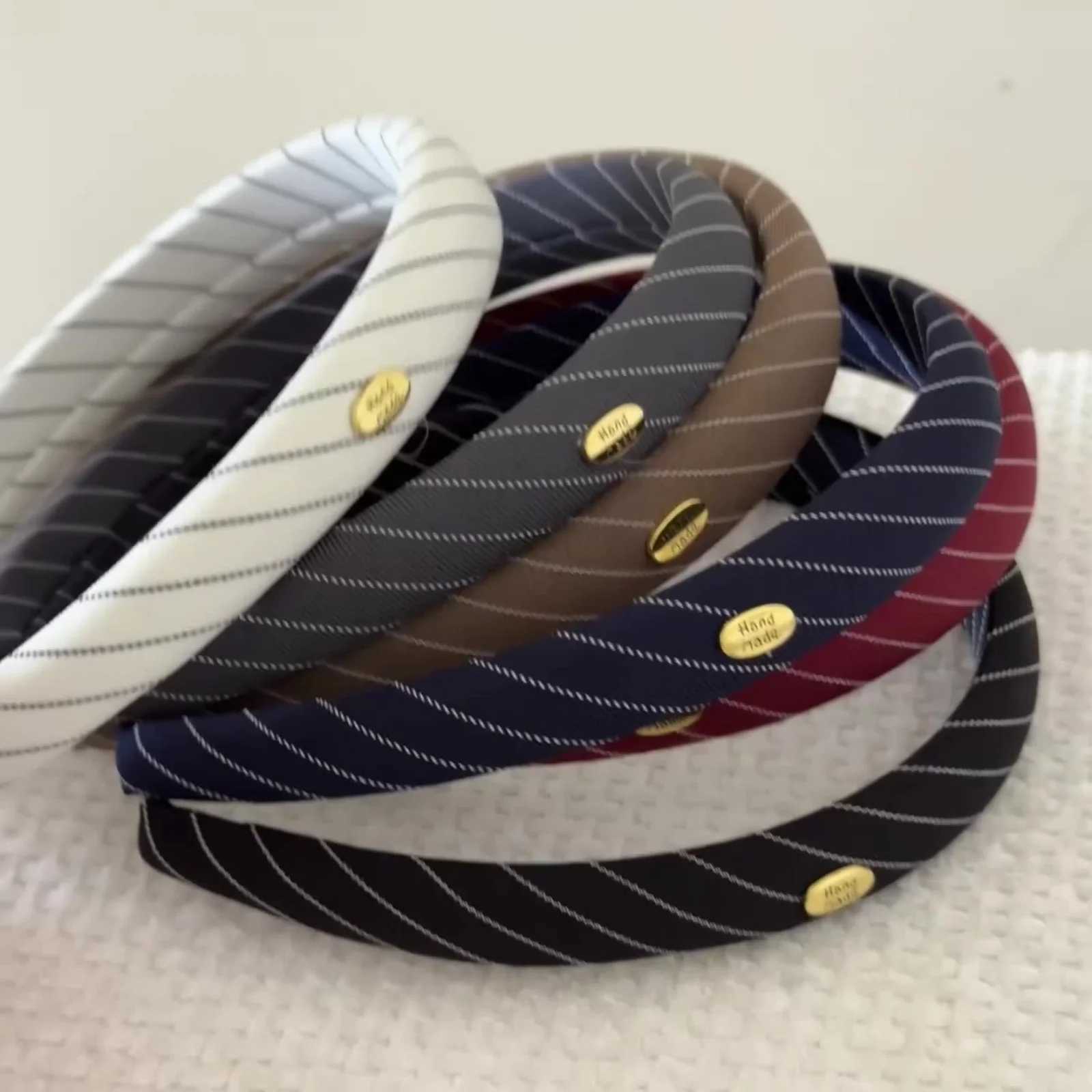 1PC Preppy Striped Headbands with Gold Accents 5-Pack School - Style Hairbands for Teens Cute Hair Accessories for Daily Wear H260319