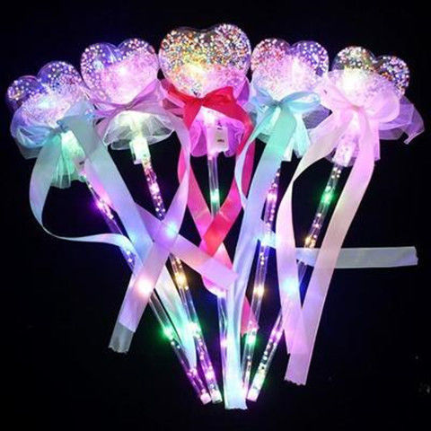 LED Light Up Fairy Wand Telescopic Butterfly Sword Glowing Magic Stick Toy for Kids Party Night Market Gift