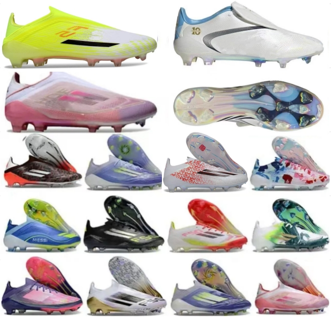 2026 TOP Quality Football Boots 50+Tongue Fold Laceless Laces FG Mens Soccer Cleats Comfortable Training Leather Football Shoes kids us 38--45