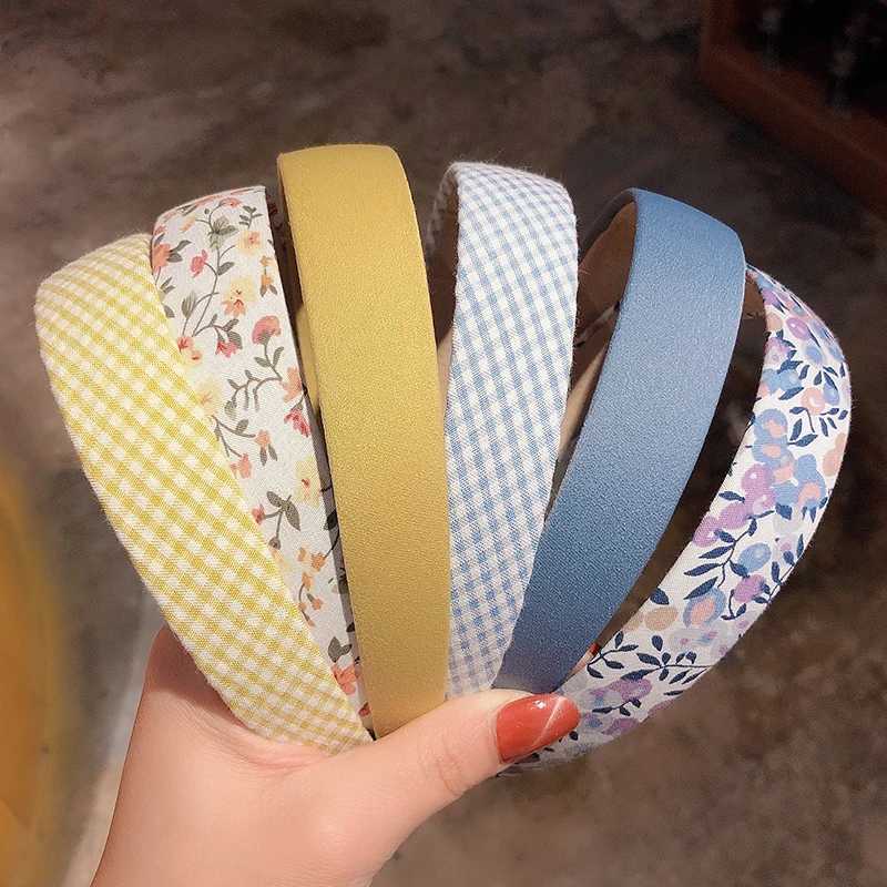 Retro Wide Headband Set Floral Plaid Korean Fairy Forest Aesthetic H260319