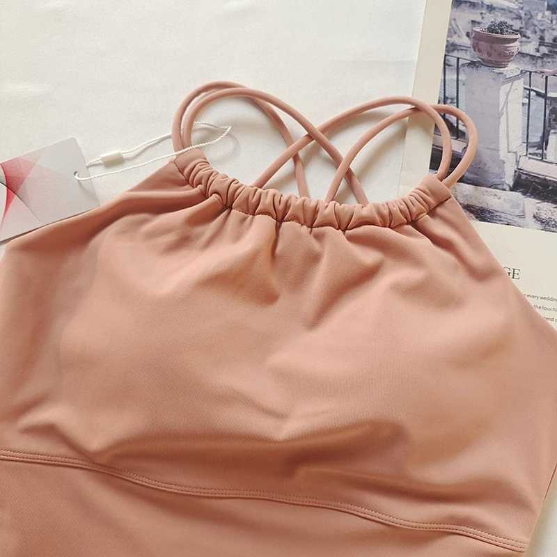 Womens Halter Neck Sports Bra - Built-in Cups Racerback High Support Moisture-Wicking Workout Fitness Yoga Top Z20260319