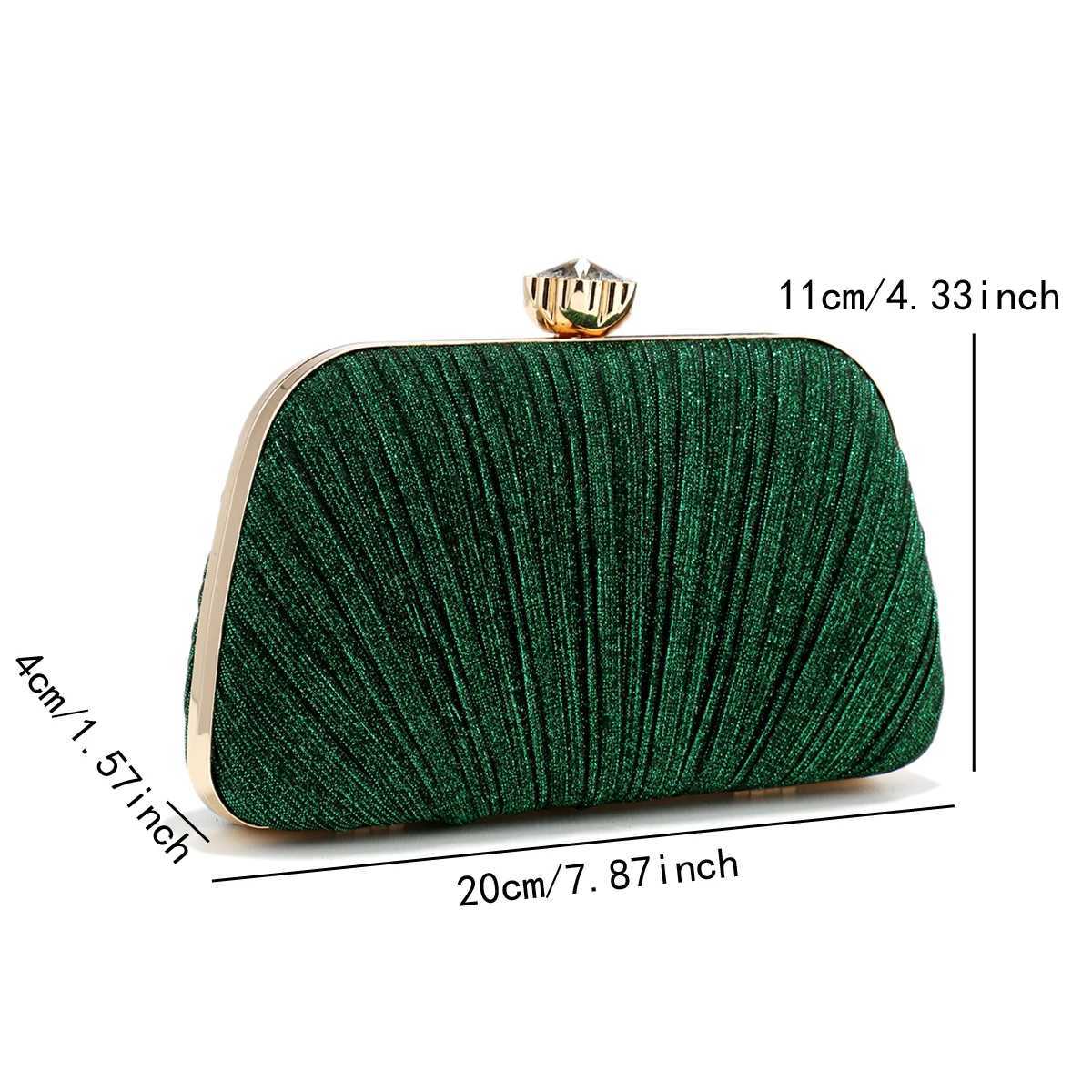 Shell Design Women Clutch Bags Ruched Sequins Evening Bags Diamonds Glitter Metal Chain Handbags Banquet Dinner Prom Purse W260319 - view 7