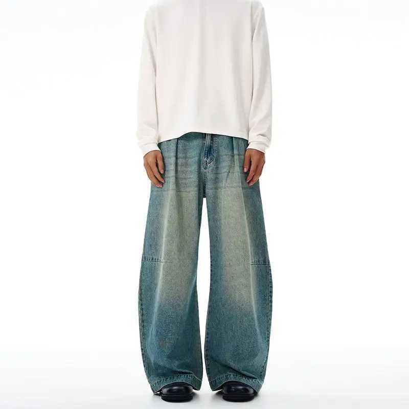 Mens Washed Loose Straight Leg Jeans Spring And Autumn Styles Plus Size Fashionable Retro Fashion Trendy Brand Casual Pants M260319