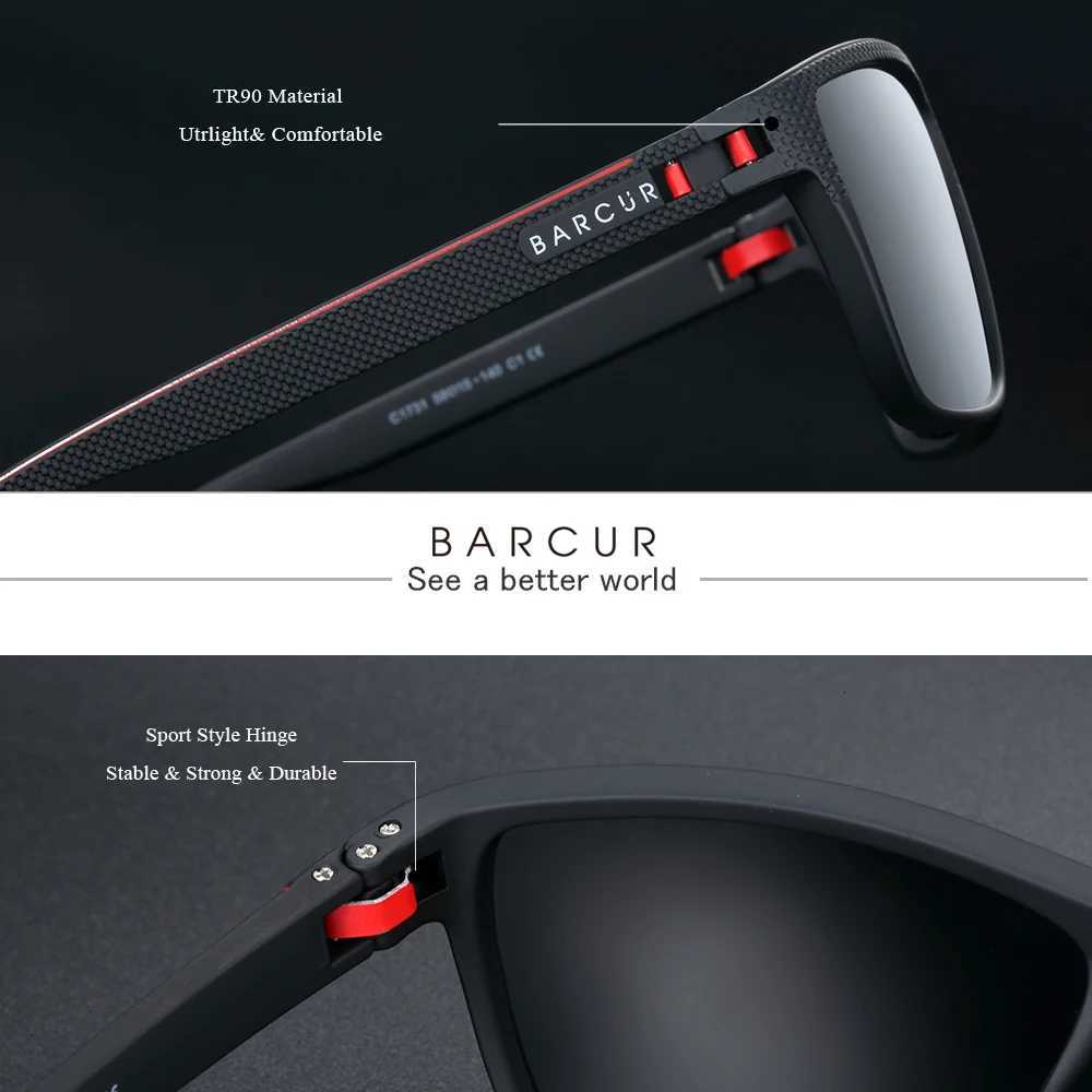 BARCUR Men Polarized Sunclasses TR90 Light Weight Fishing Travel Sun Glasses Women Outdoor Eyewear Accessory Oculos H260319 - view 5
