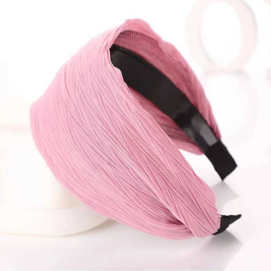 Wide Chiffon Fabric Hairband for Women Solid Color Soft Mesh Girls Sweet Hair Ornament Headband Hair Hoop Fashion Hair Accessory H260319