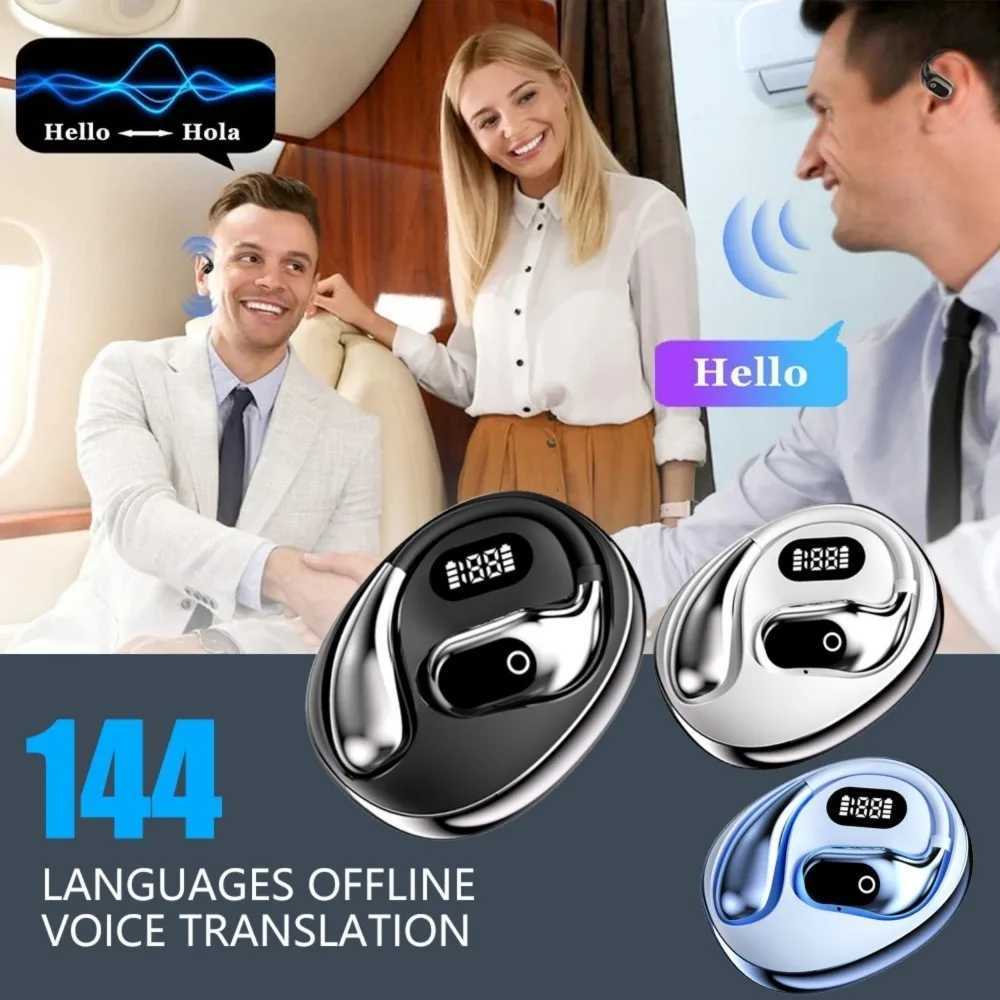 2PCS Translator Headphones 144 Languages Wireless Real Time Translation Bluetooth headset Waterproof Earbud For Business Travel D260319