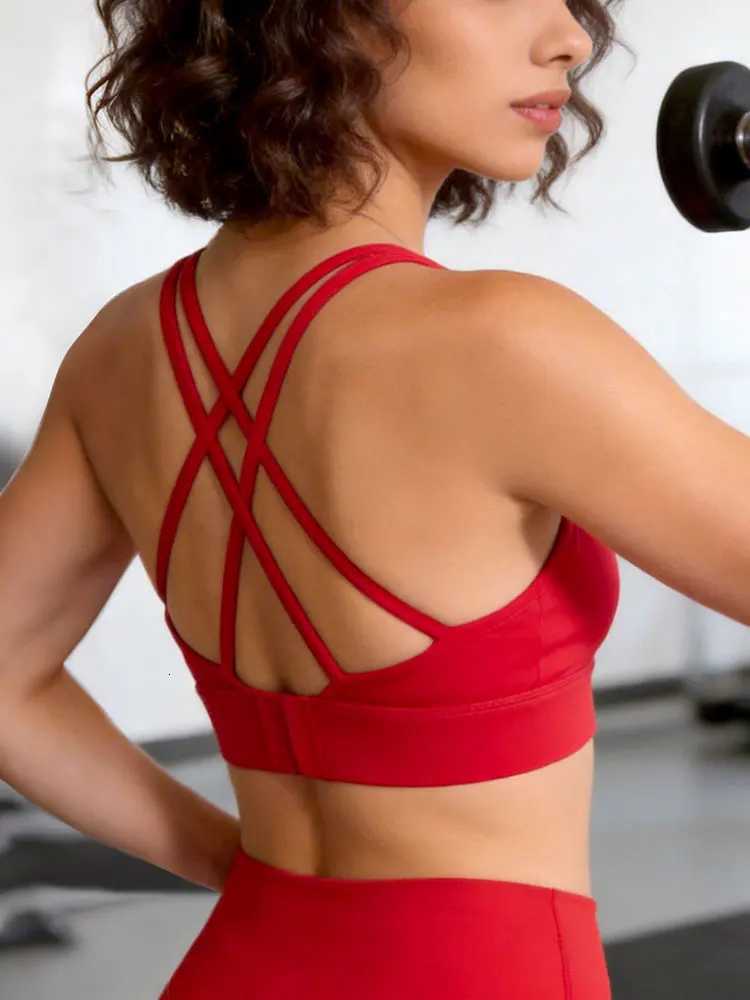 Womens Seamless Sports Bra Cross Back Crisscross Yoga Top Padded Shockproof Breathable Running Fitness Vest Z20260319