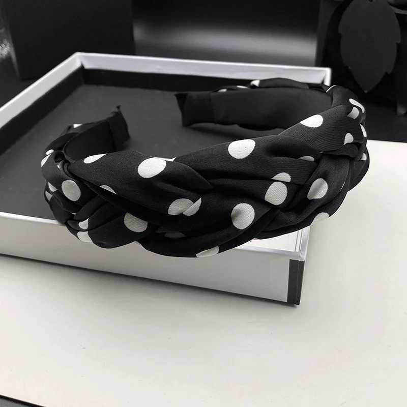 Retro polka dot new woven hairpin headband for women high skull top adult headwear hair pressure face wash headband H260319