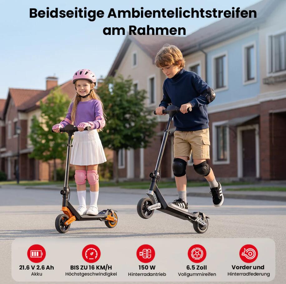 iScooter K6 Kinder Scooter for Children aged 6 to 12 age 3 Riding Modes with 6 inch Wheels and 7 Colour Lights Children's E-Scooter