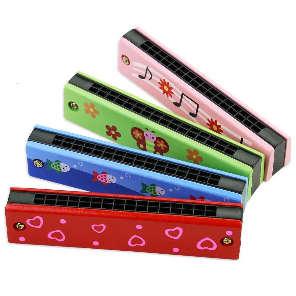 Childrens wooden painted harmonica Montessori puzzle toy cartoon pattern childrens musical instrument enlightenment music toy Y260319