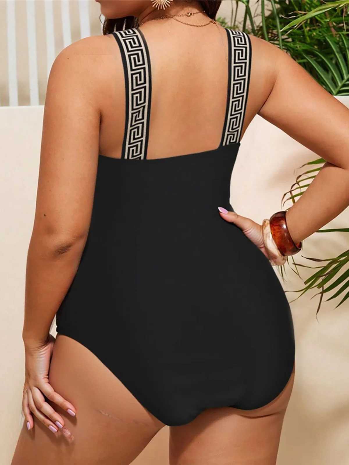 0XL - 3XL Printed Splicing Backless Large Size Swimwear Plus Size One Piece Swimsuit Female Women Bather Bathing Suit Swim V7356T260318