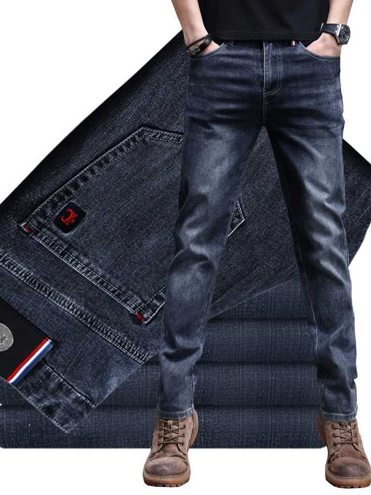 Mens New Stylish Embroidered Back Pocket Slim Fit Stretchy Jeans European Style Versatile Long Trousers M260319