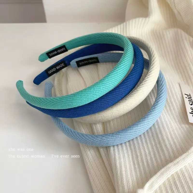 Mint Blue Knitted Cotton Headbands Thin Hairbands For Women Girls Chic Hair Holder Solid Plain Bezel Simple Hair Accessories H260319