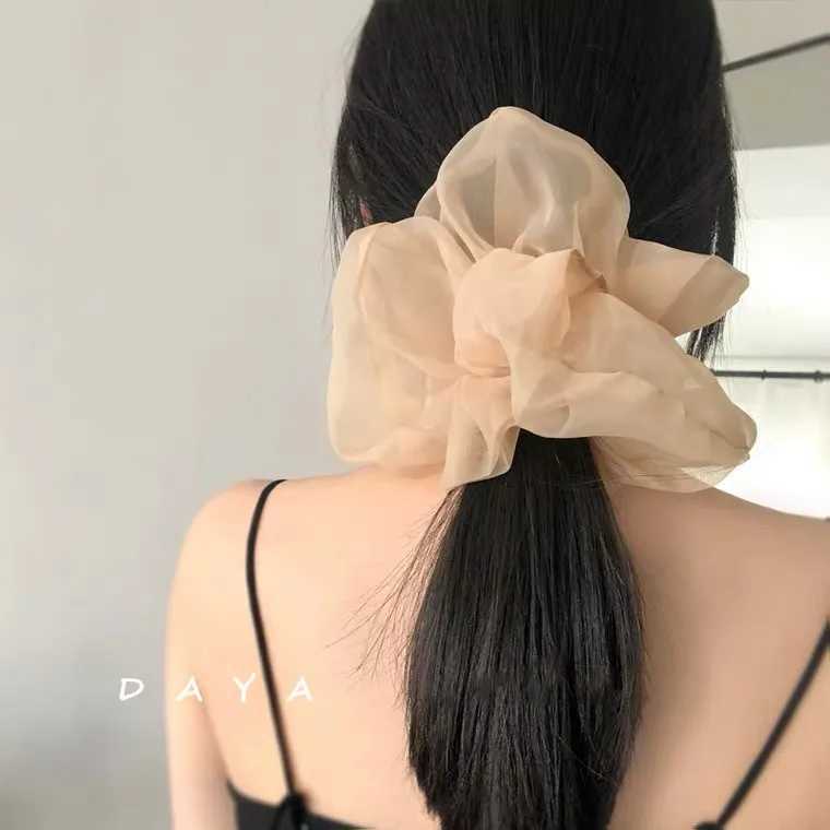 Spring summer organza hair scrunchie large fairy chiffon women Elastic Hair Band Ponytail Holder Hair Tie Girl Gum Accessories H260319