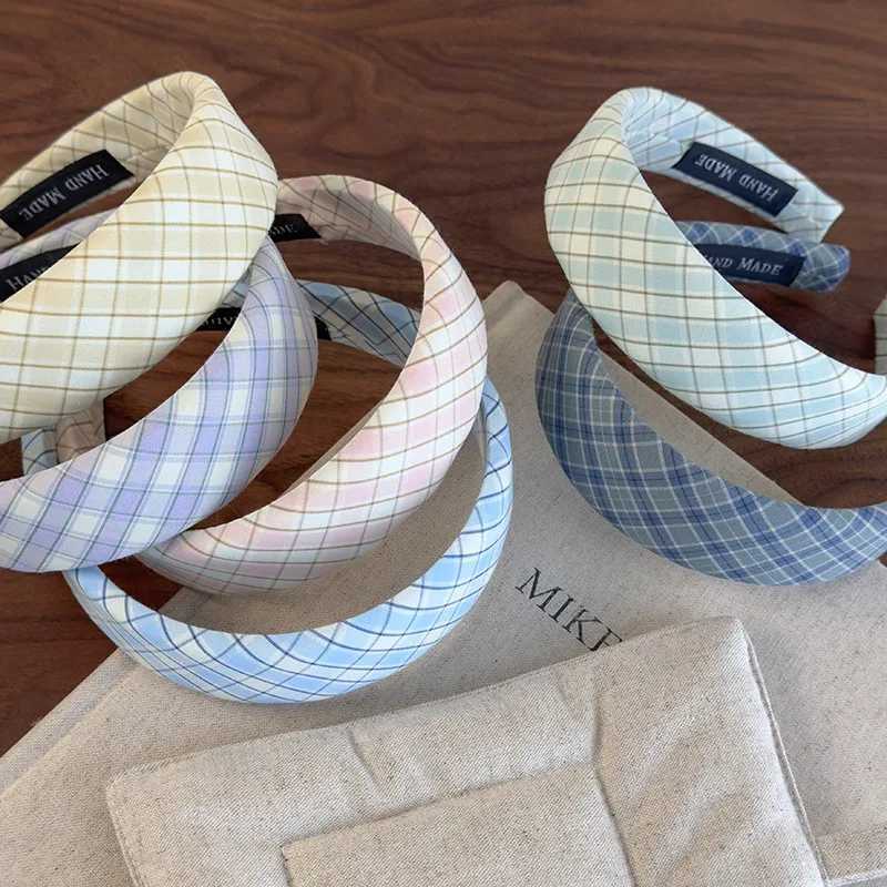Cloth Plaid Sweet Headband Womens Korean Fashion Fresh Hair Band Outdoor Hair Accessories H260319