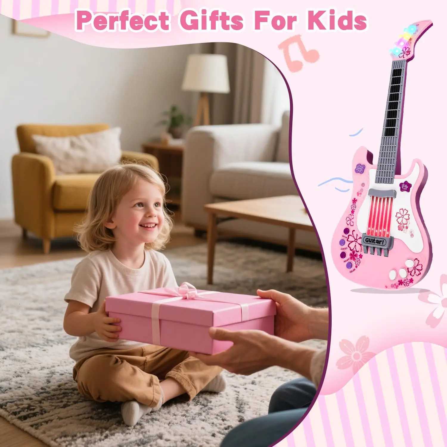 Childrens electric guitar musical toy infrared sensor early childhood electronic music enlightenment gift for boys and girls Y260319