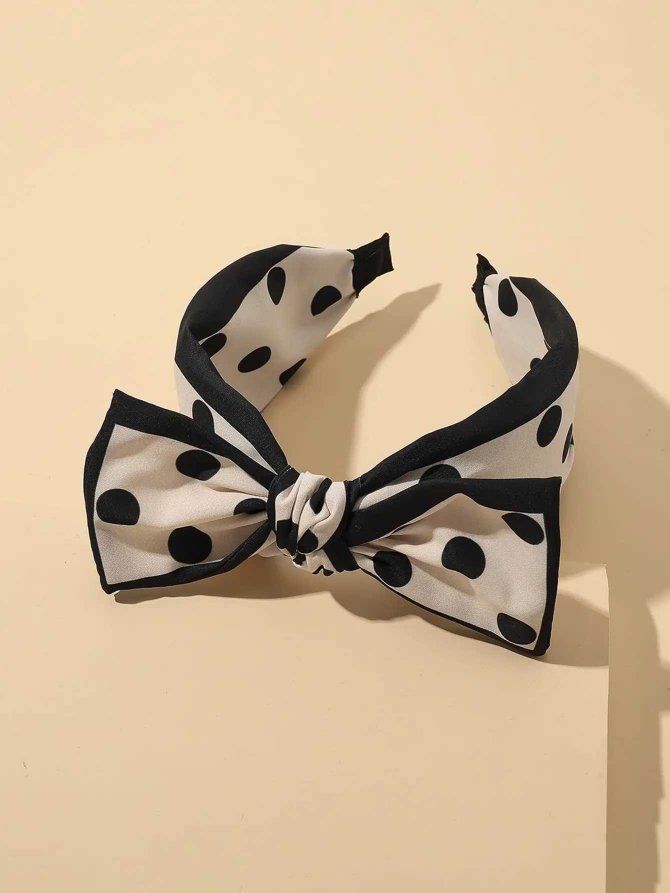 Black Polka Dot Bow Headbands Vintage French Hairbands Retro Party Costume Fashion Hair Accessories for Women And Girls H260319