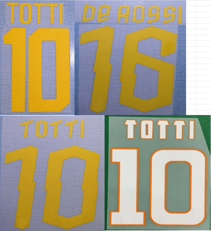 17-20 14-15 HOME TOTTI DE ROSSI nameset patch