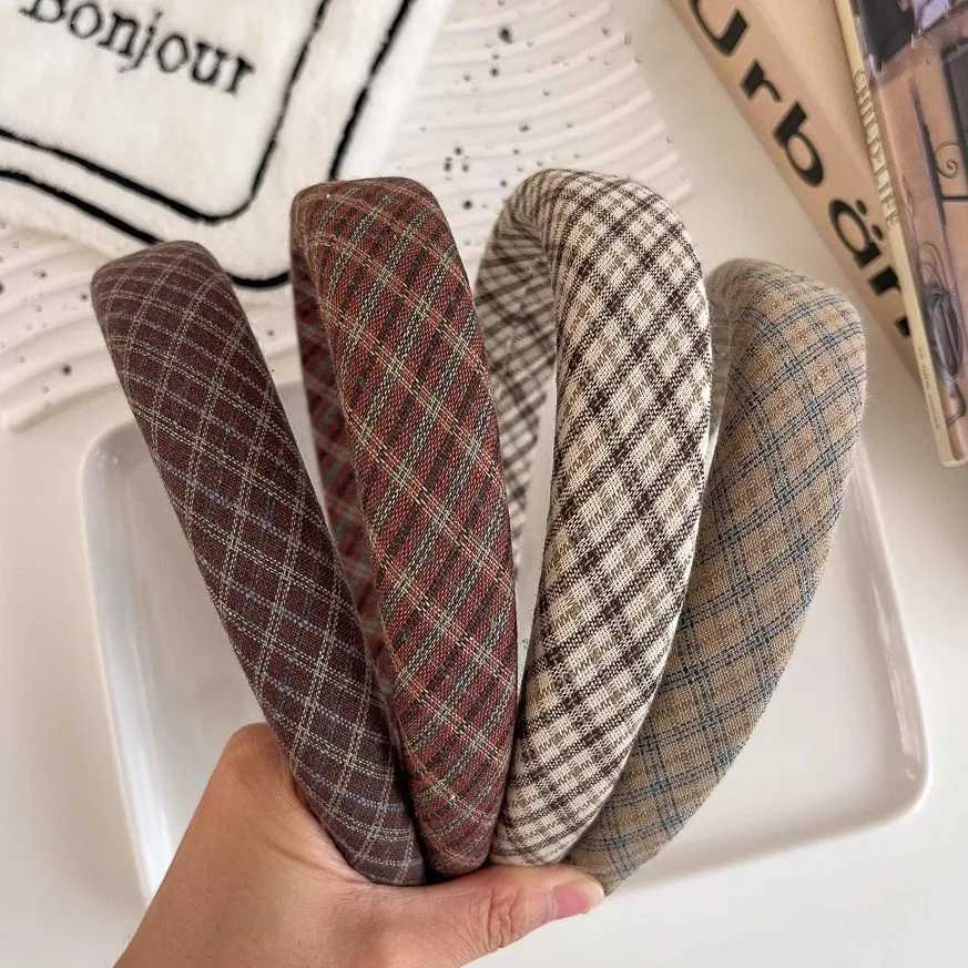 British College Style Plaid Hairbands Headband Women Girl Scrunchies Hair Head Hoop Band Accessories Headdress Headwear Ornament H260319