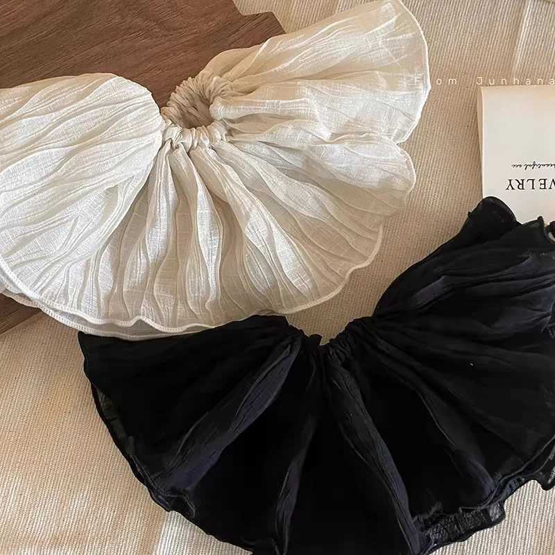 Oversize Ruffled Lace Scrunchies Elastic Hair Bands Women Girls Double-layer Pleated Ponytail Hair Ties Ropes Hair Accessories H260319